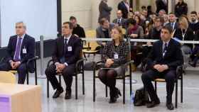 Puig, Soler, Laplana y Trapero, sentados en la primera sesión del juicio por la actuación de los Mossos el 1-O.