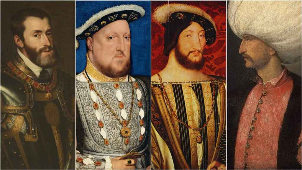 Carlos V, Enrique VIII, Francisco I y Solimán el Magnífico.