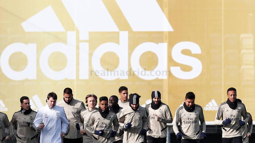 Jugadores del Real Madrid en un entrenamiento en Valdebebas