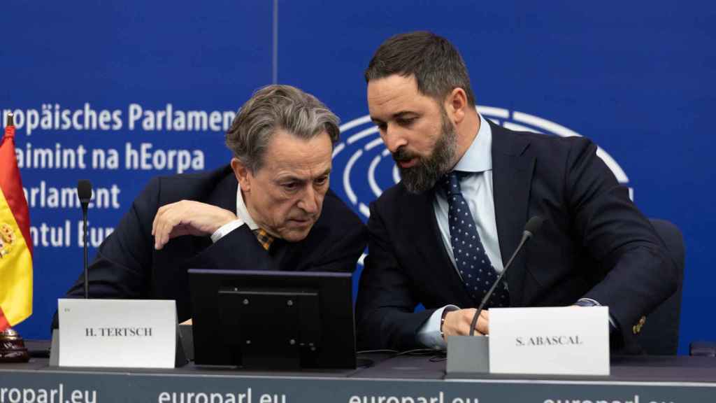 Hermann Tertsch y Santiago Abascal en el Parlamento Europeo.