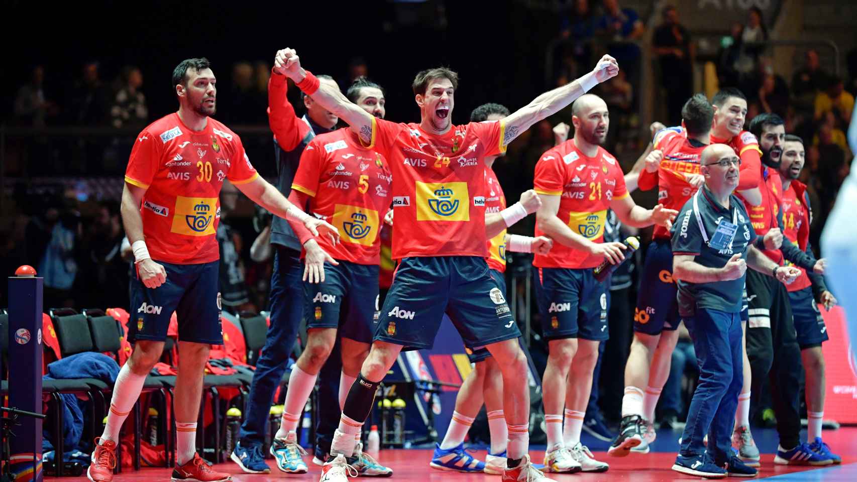 Banquillo de España en la final del Europeo de balonmano