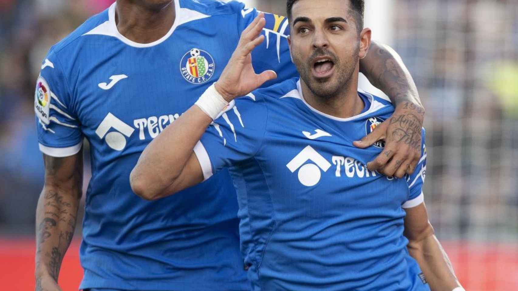 Ángel Rodríguez celebra un gol con el Getafe