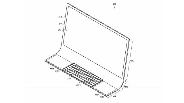 Un iMac integrado en una pantalla curva.