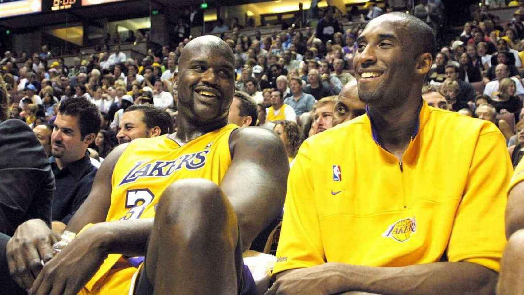 Shaquille O'Neal y Kobe Bryant con los Lakers