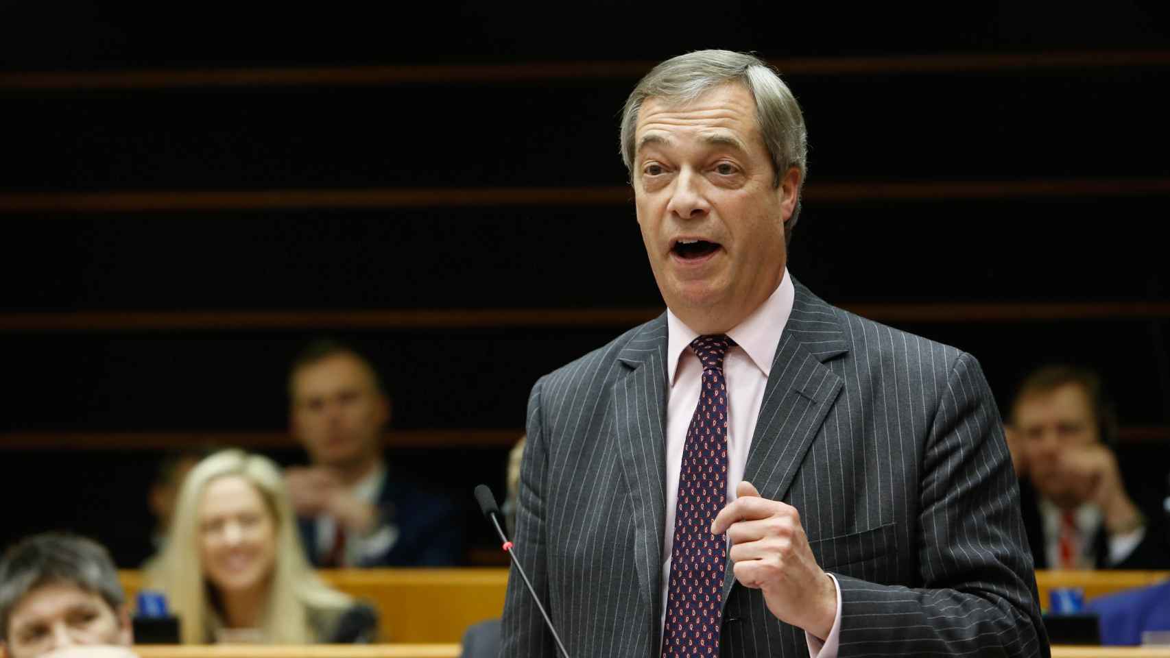 Nigel Farage, durante su último debate en la Eurocámara