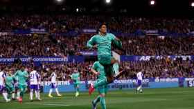 Varane celebra su gol al Zaragoza