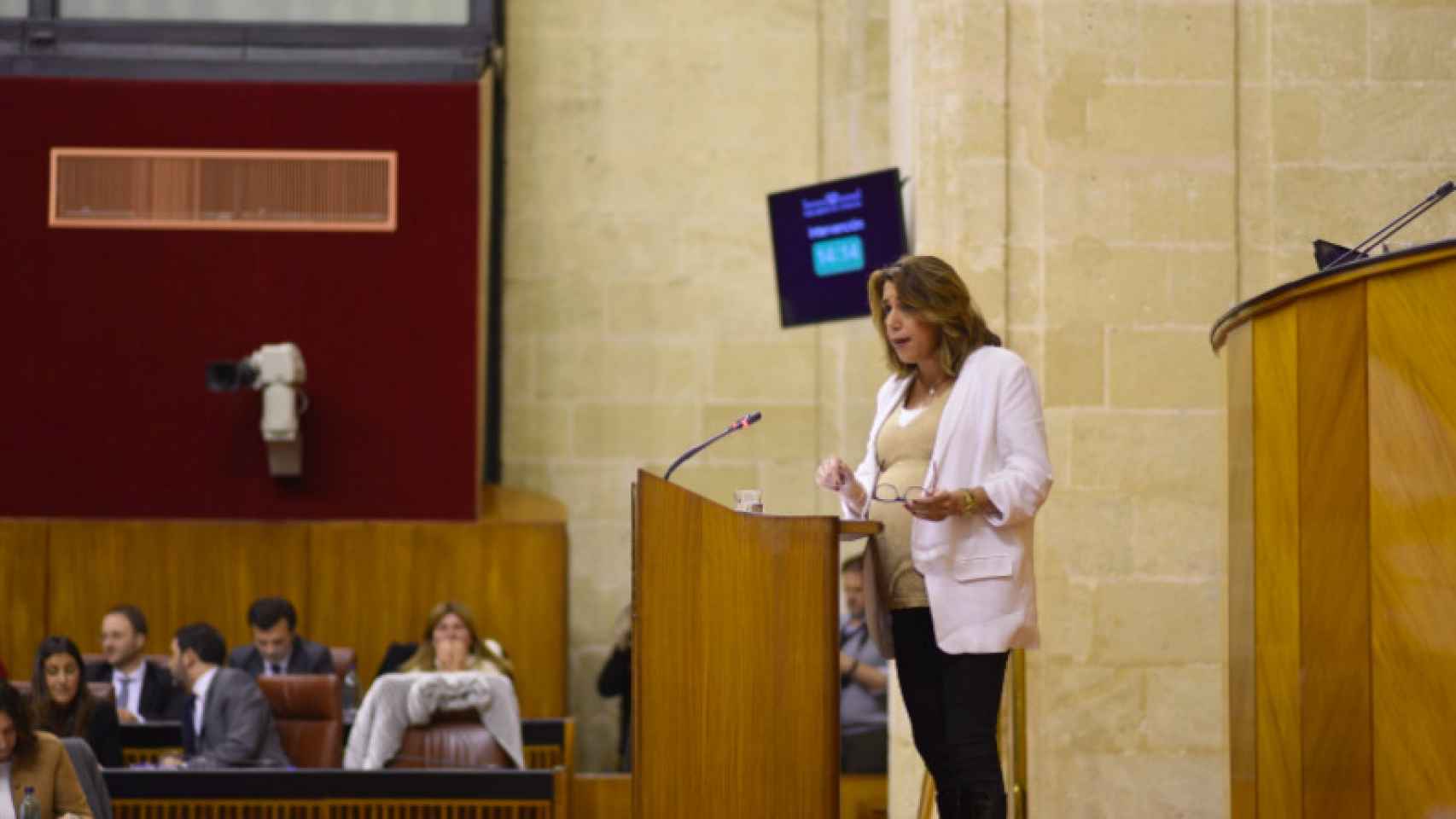 Susana Díaz, este martes en el Parlamento de Andalucía.