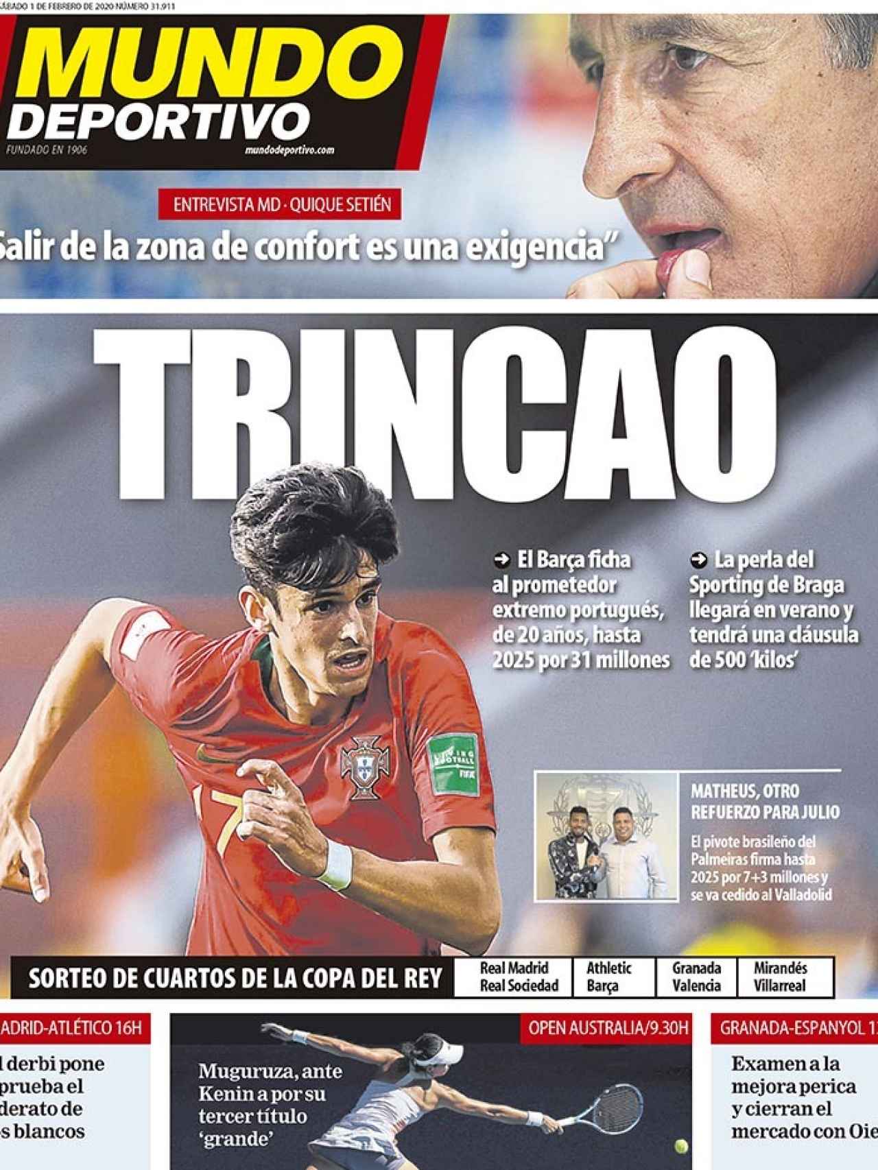 La portada del diario Mundo Deportivo (01/02/2020)
