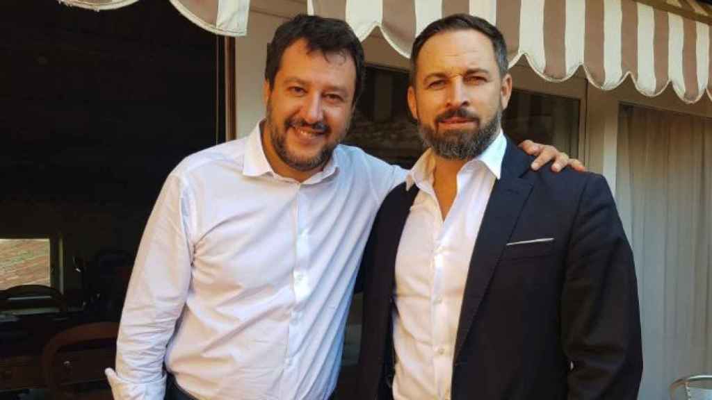 El líder de La Liga, Matteo Salvini, junto al presidente de Vox, Santiago Abascal, en una imagen tomada en septiembre de 2019 en Roma.
