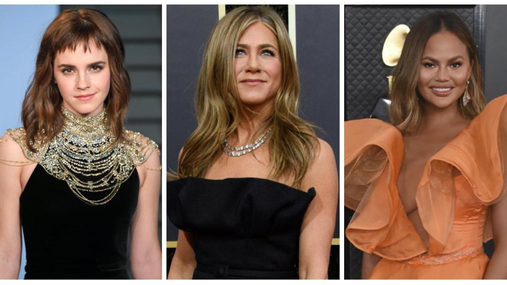 Emma Watson, Jennifer Aniston y Chrissy Teigen en montaje de JALEOS.