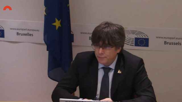 Carles Puigdemont en la comisión del 155 en el Parlament.