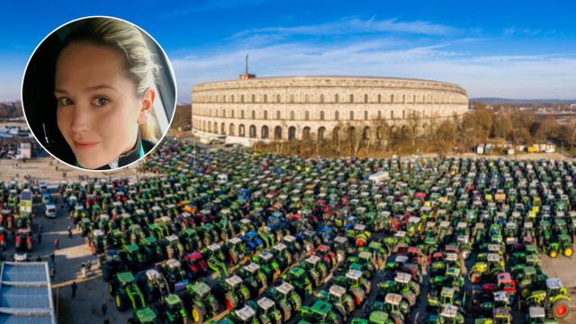 Johana Mandelkow y una manifestación de tractores en Núremberg.