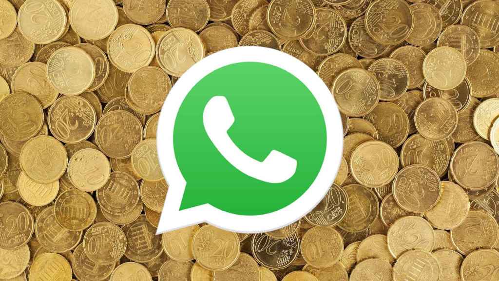 Montaje del icono de Whatsapp en monedas.