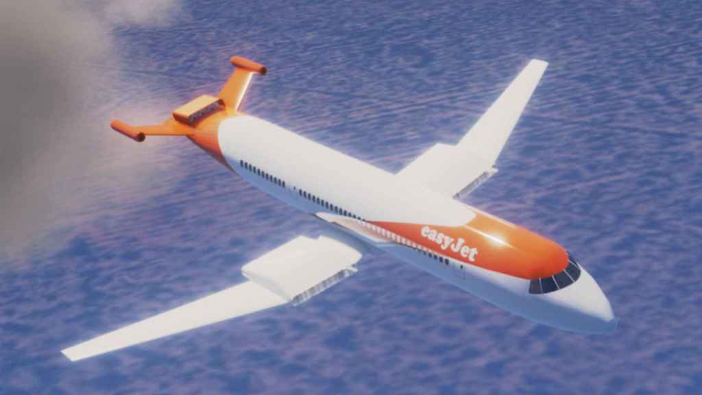 Imagen renderizada de un avión de EasyJet con los nuevos motores eléctricos Wright 1
