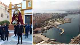 Paso de la virgen de Nuestra Señora de la Amargura y el puerto de Ceuta, lugar donde han ocurrido los hechos.