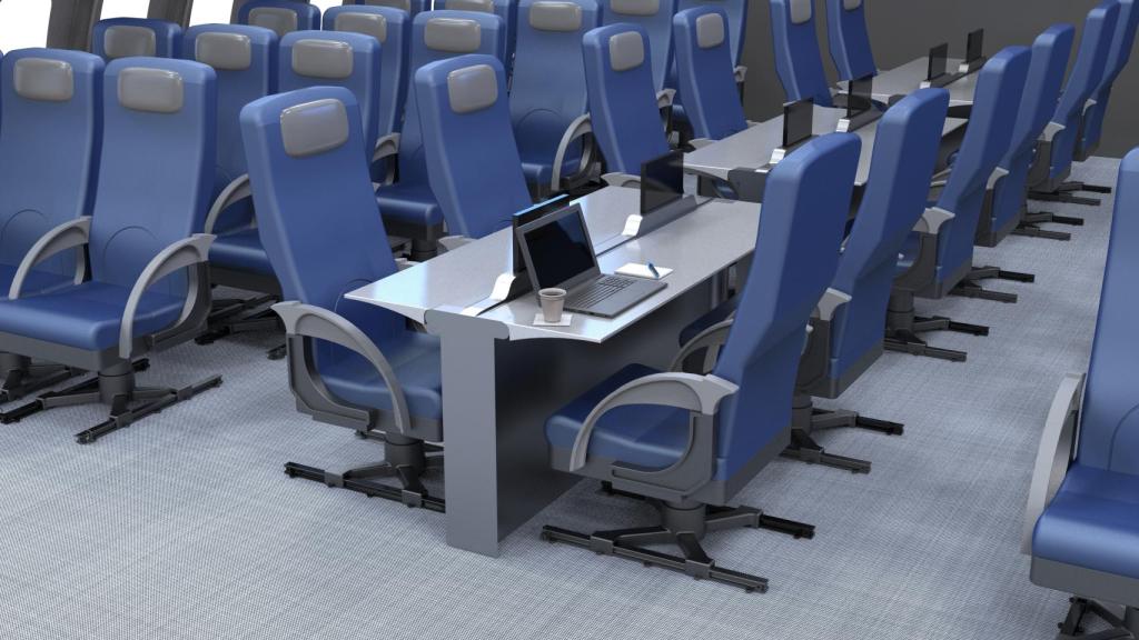 Mesa de cafetería en un avión