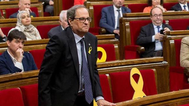 El presidente de la Generalitat, Quim Torra, en el Parlament de Cataluña.