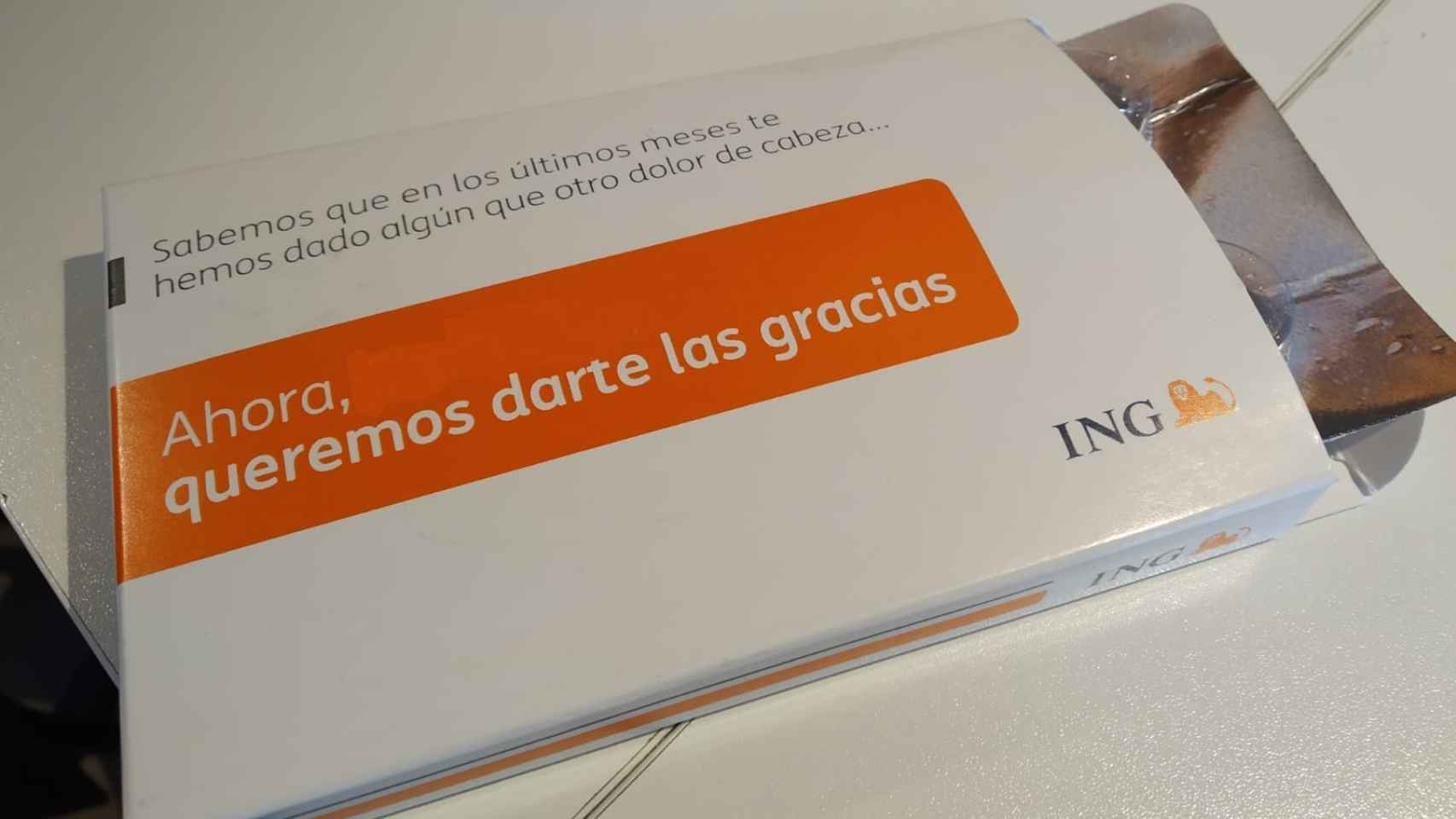 Imagen de la caja de caramelos que ING envió a sus clientes.