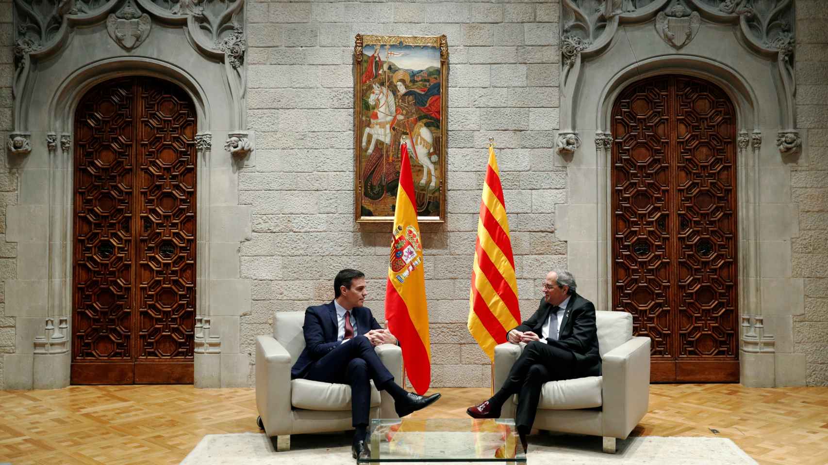 Pedro Sánchez y Quim Torra, en su último encuentro en el Palau de la Generalitat.