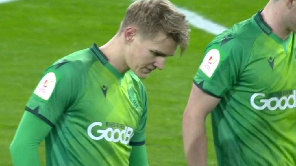 Martin Odegaard no celebra su gol al Real Madrid