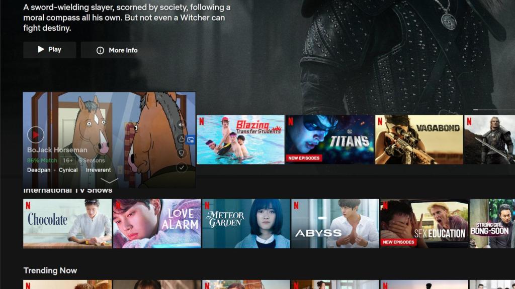 Video reproduciéndose en la portada de Netflix