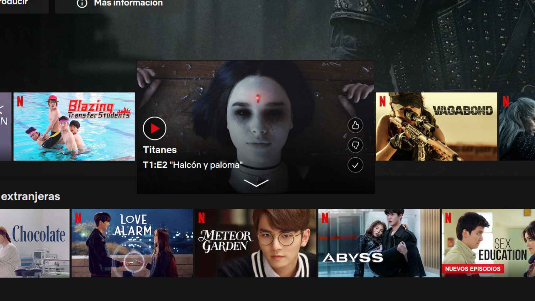 Con la opción desactivada en Netflix, sólo se muestra una imagen