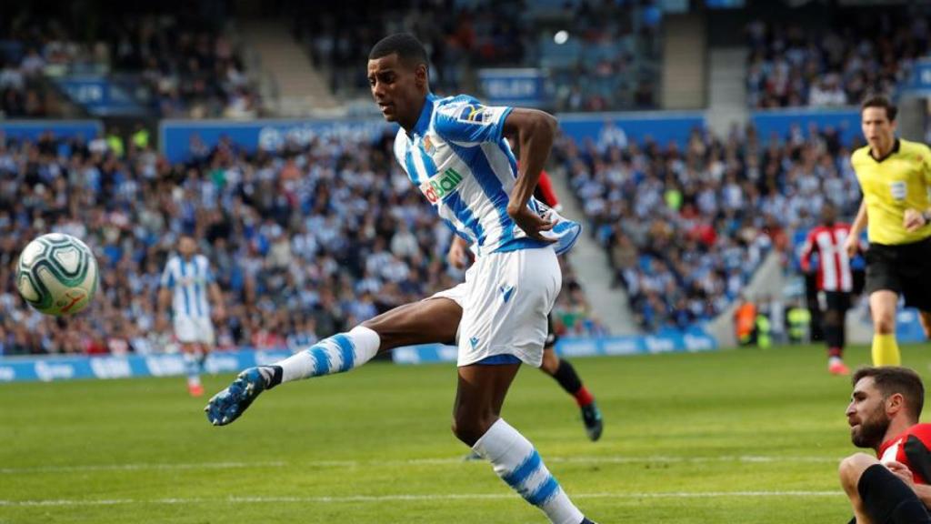 Isak, durante el derbi vasco entre la Real Sociedad y el Athletic