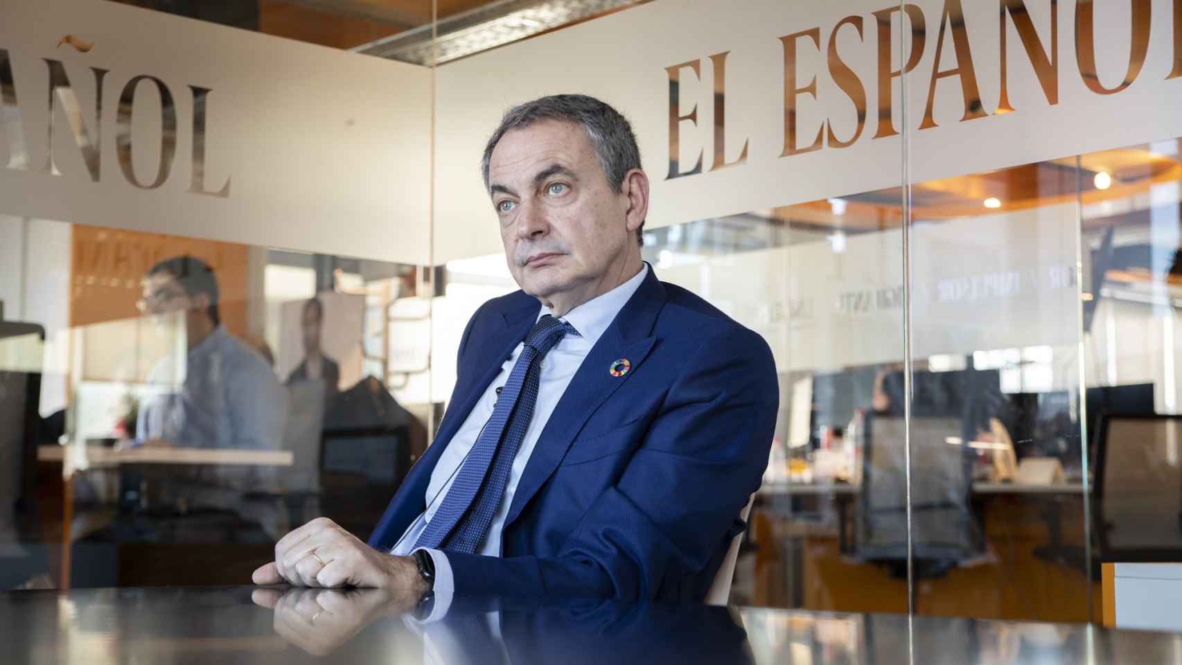 José Luis Rodríguez Zapatero, durante su entrevista en la sede de EL ESPAÑOL.