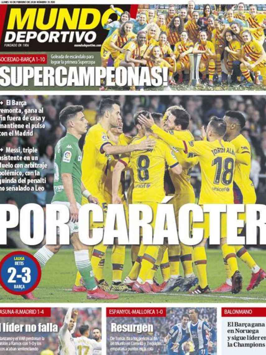 La portada del diario Mundo Deportivo (10/02/2020)