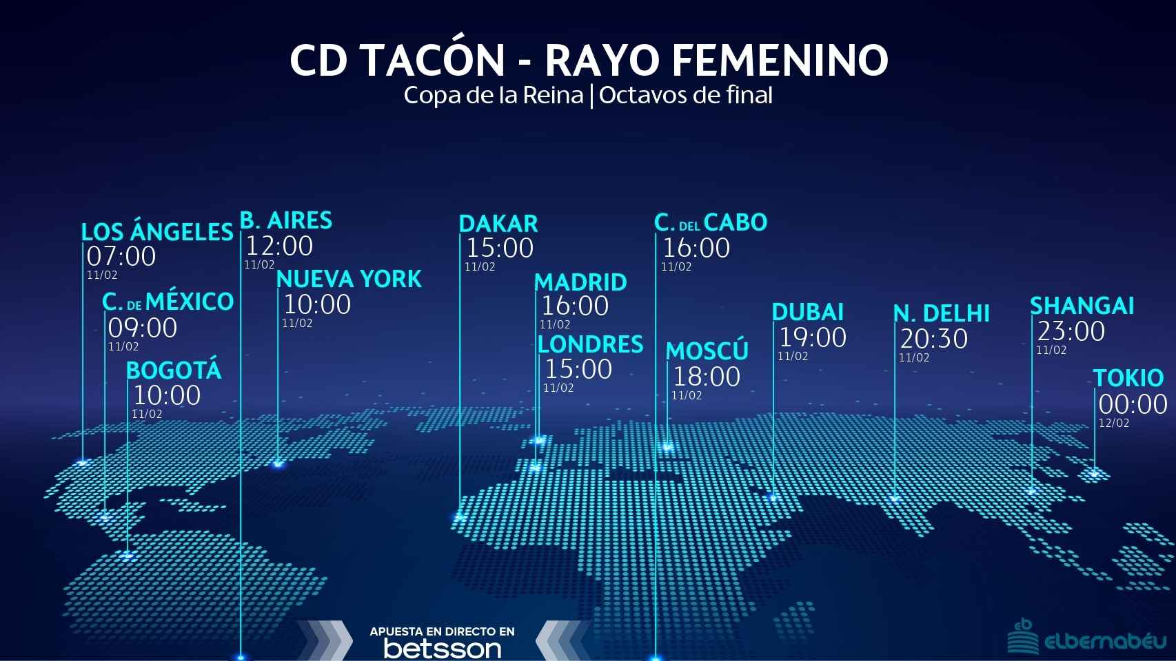 Horario CD Tacón - Rayo Vallecano femenino