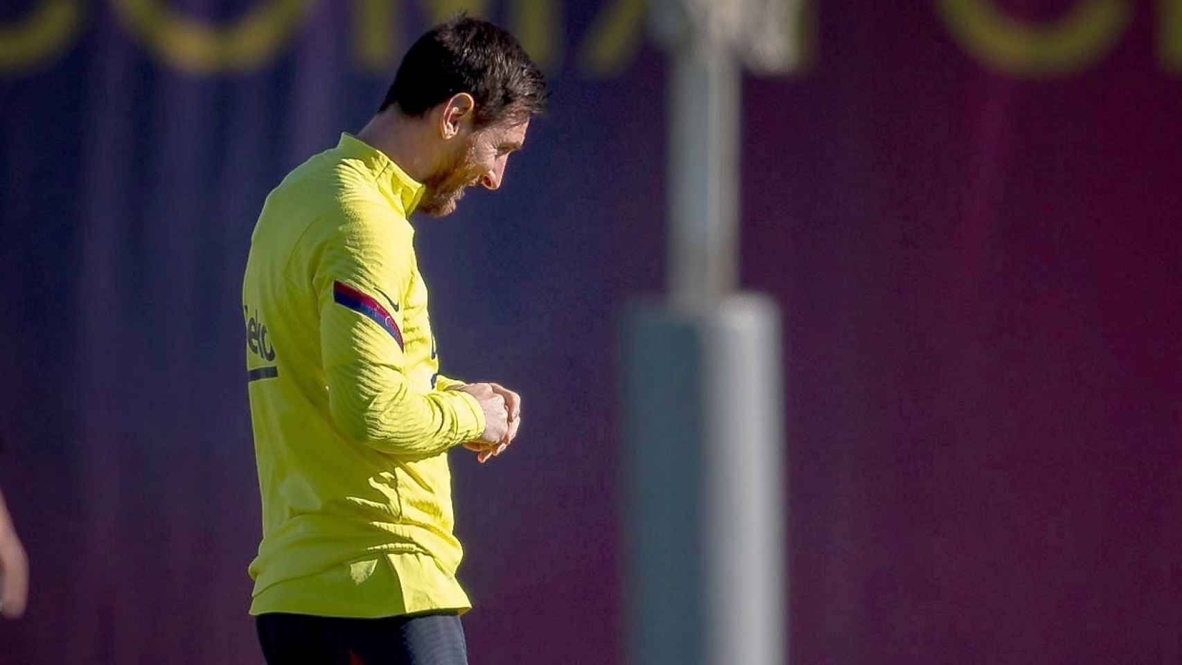 Messi, entrenando con el Barcelona