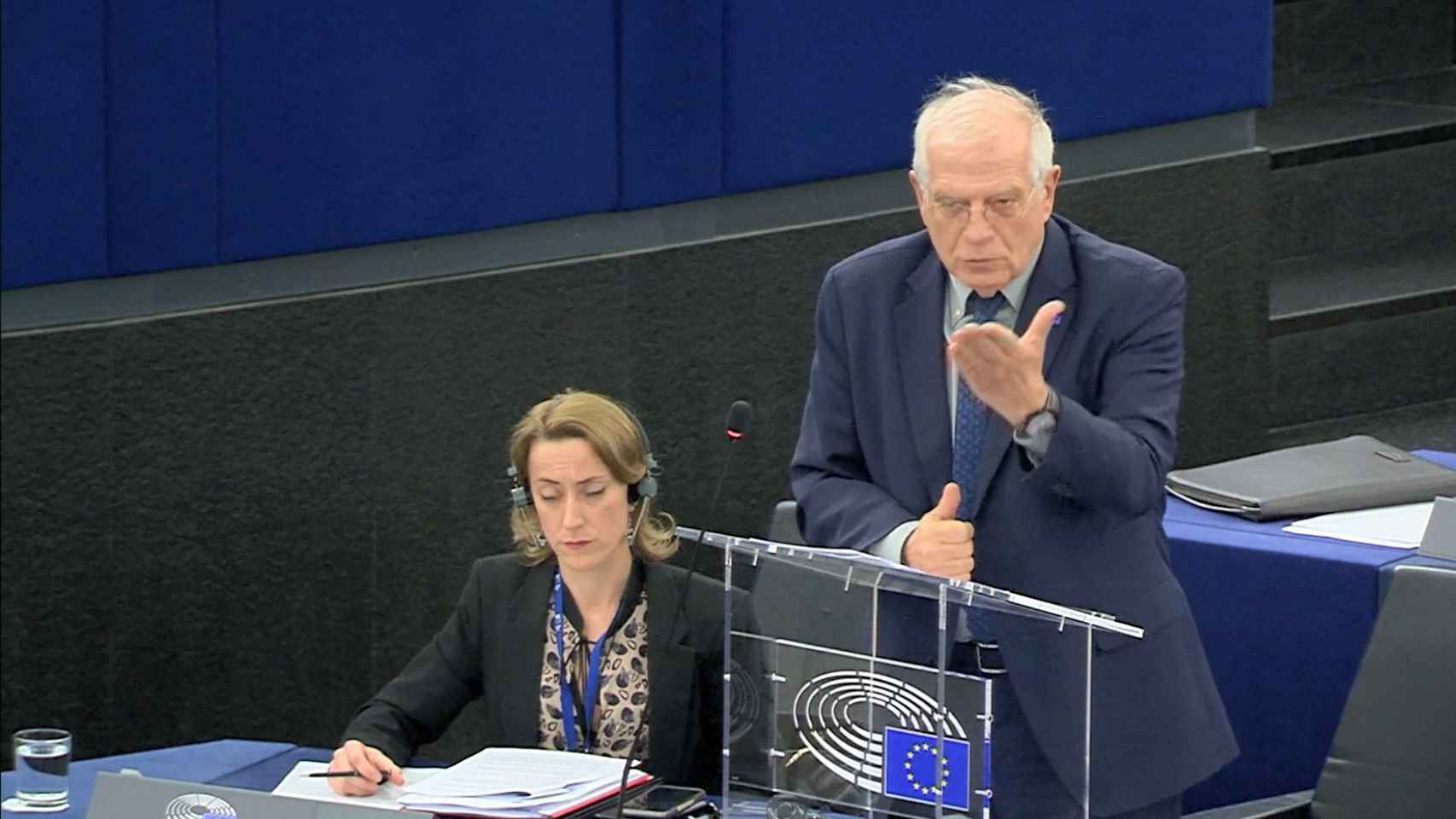 Josep Borrell, durante el debate de este martes ante el pleno de la Eurocámara