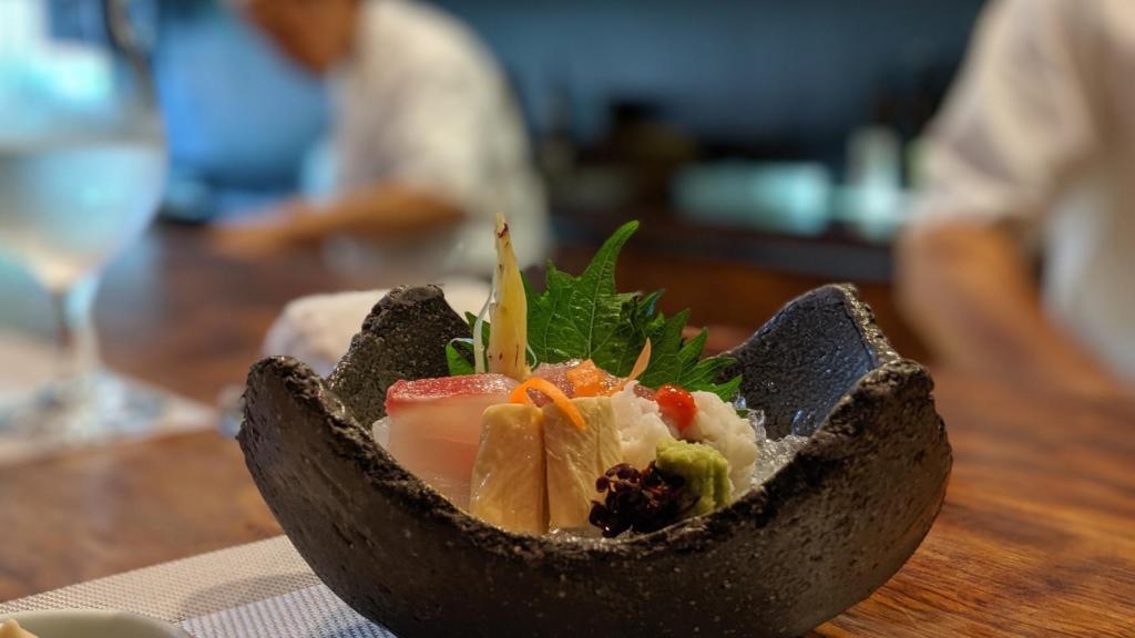 Sashimi en Gion Shirakawa Namisato (Kioto)