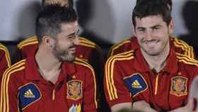 David Villa e Iker Casillas en la Selección