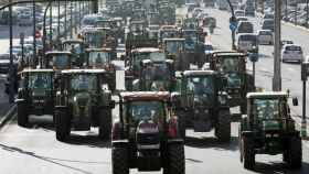 Cientos de tractores  en Valencia par la manifestación del sector agrario.