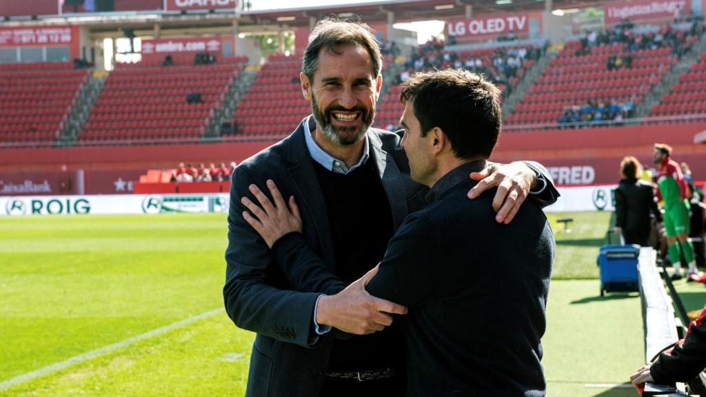 Vicente Moreno y Asier Garitano, antes del encuentro