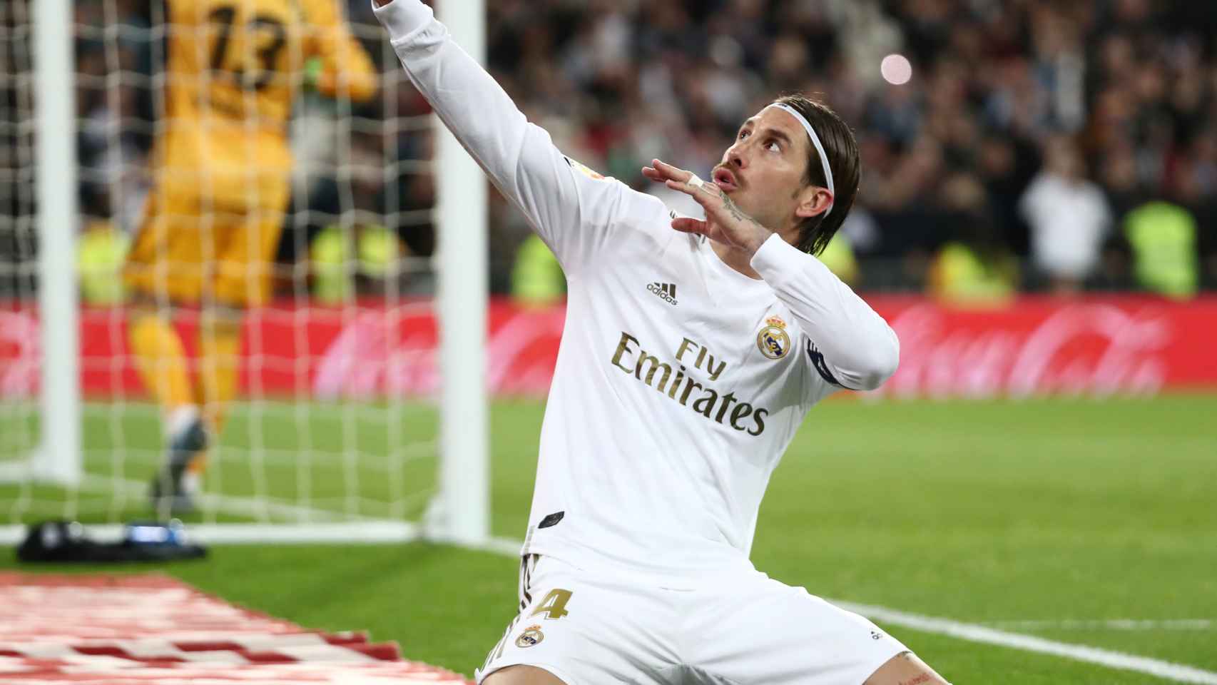 Sergio Ramos celebra su gol de penalti al Celta de Vigo