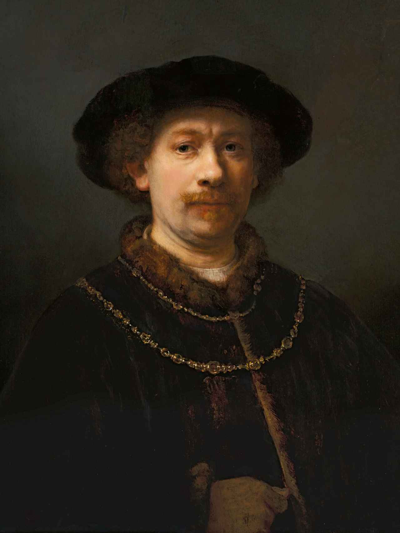 'Autorretrato con gorra y dos cadenas', de Rembrandt.
