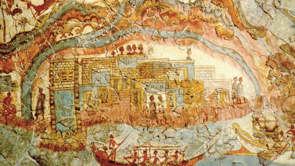 Fresco minoico de Akrotiri, en la isla de Santorini, la Pompeya de la Edad del Bronce.
