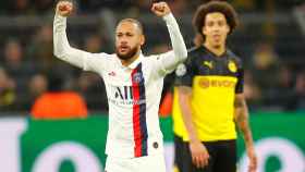 Neymar celebra su gol contra el Borussia Dortmund