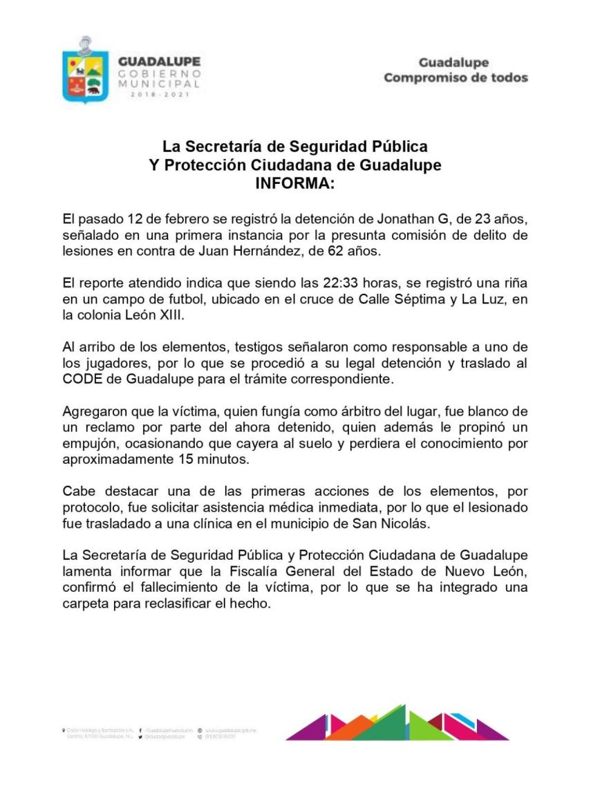 Comunicado policial