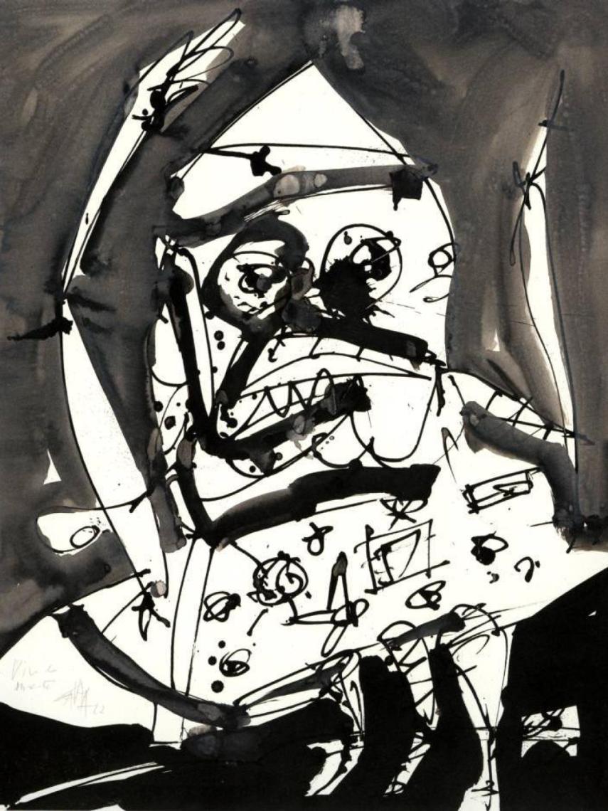 Retrato de Saura de Millán Astray. © Succession Antonio Saura.