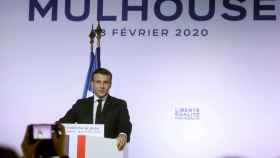 Emmanuel Macron durante su discurso en la ciudad de Mulhouse donde anunció sus medidas.