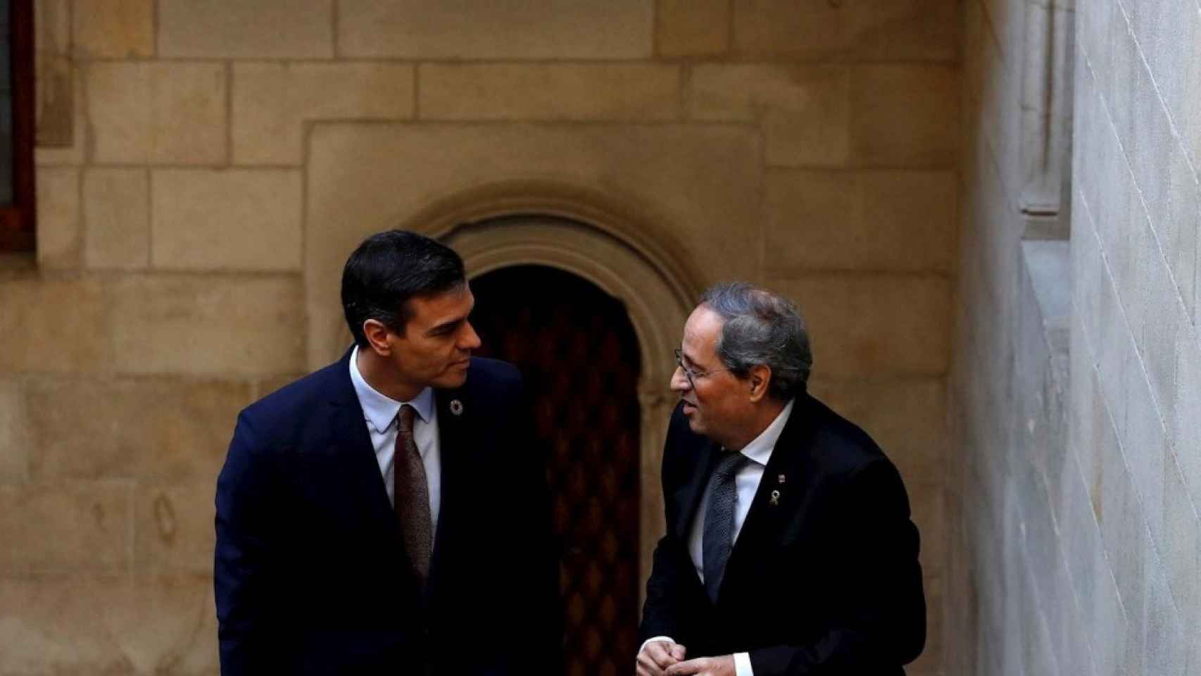 Pedro Sánchez y Quim Torra en su última reunión, celebrada en el Palau de la Generalitat.