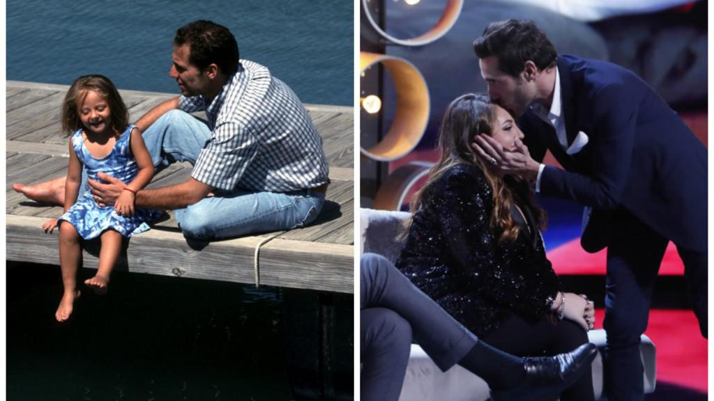 Rocío Flores y su padre en una imagen de 2001 y otra en 2019.