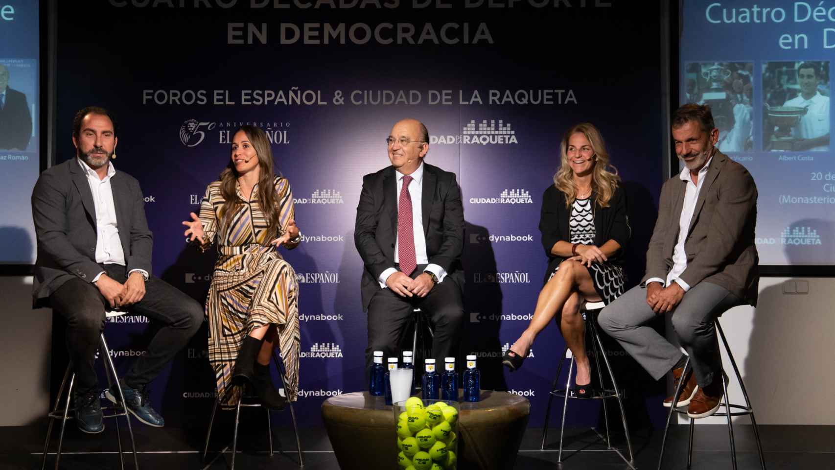 Albert Costa. Anabel Medina, Miguel Díaz Román, Arantxa y Emilio Sánchez Vicario
