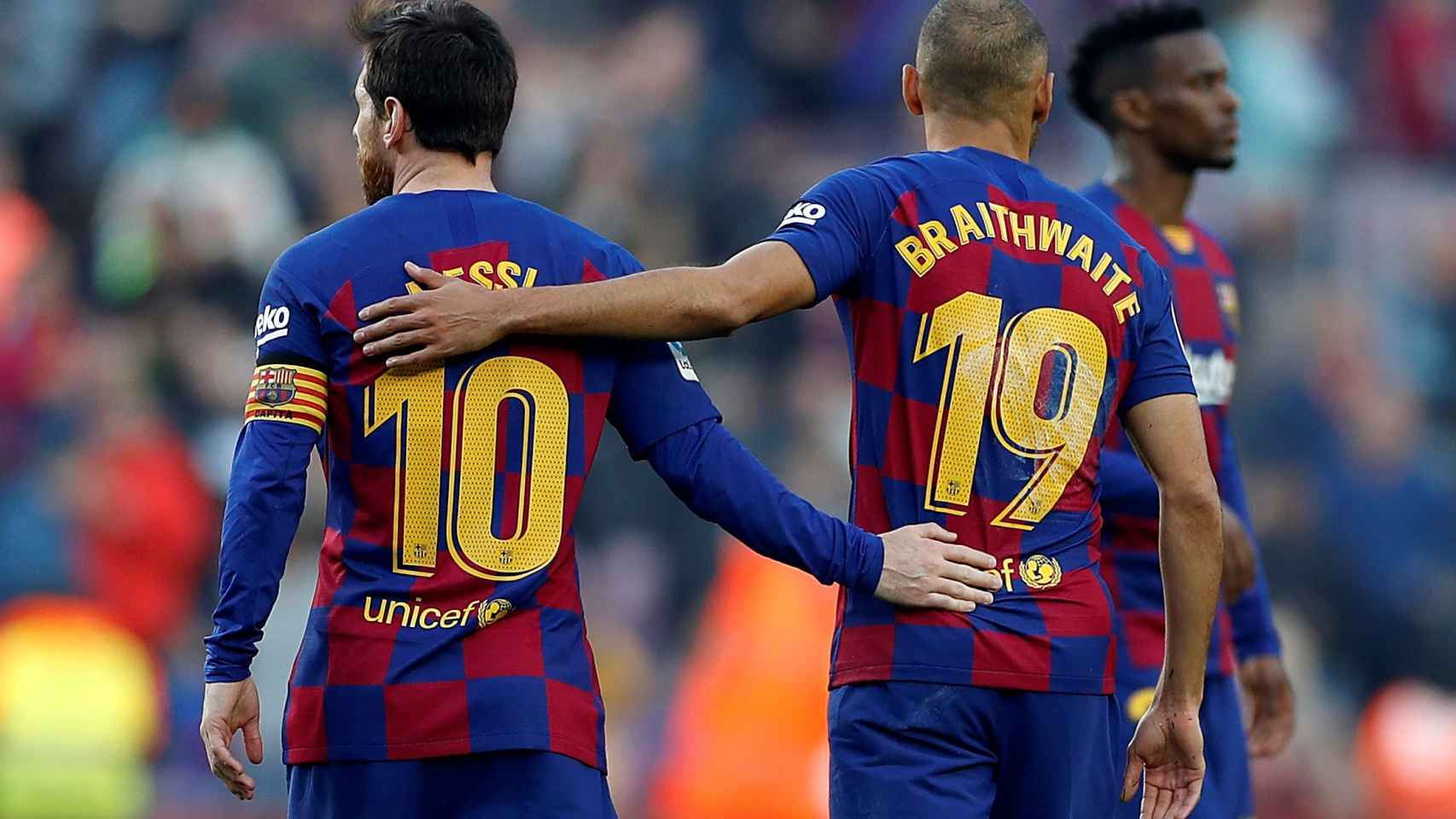 Braithwaite y Lionel Messi ante el Eibar
