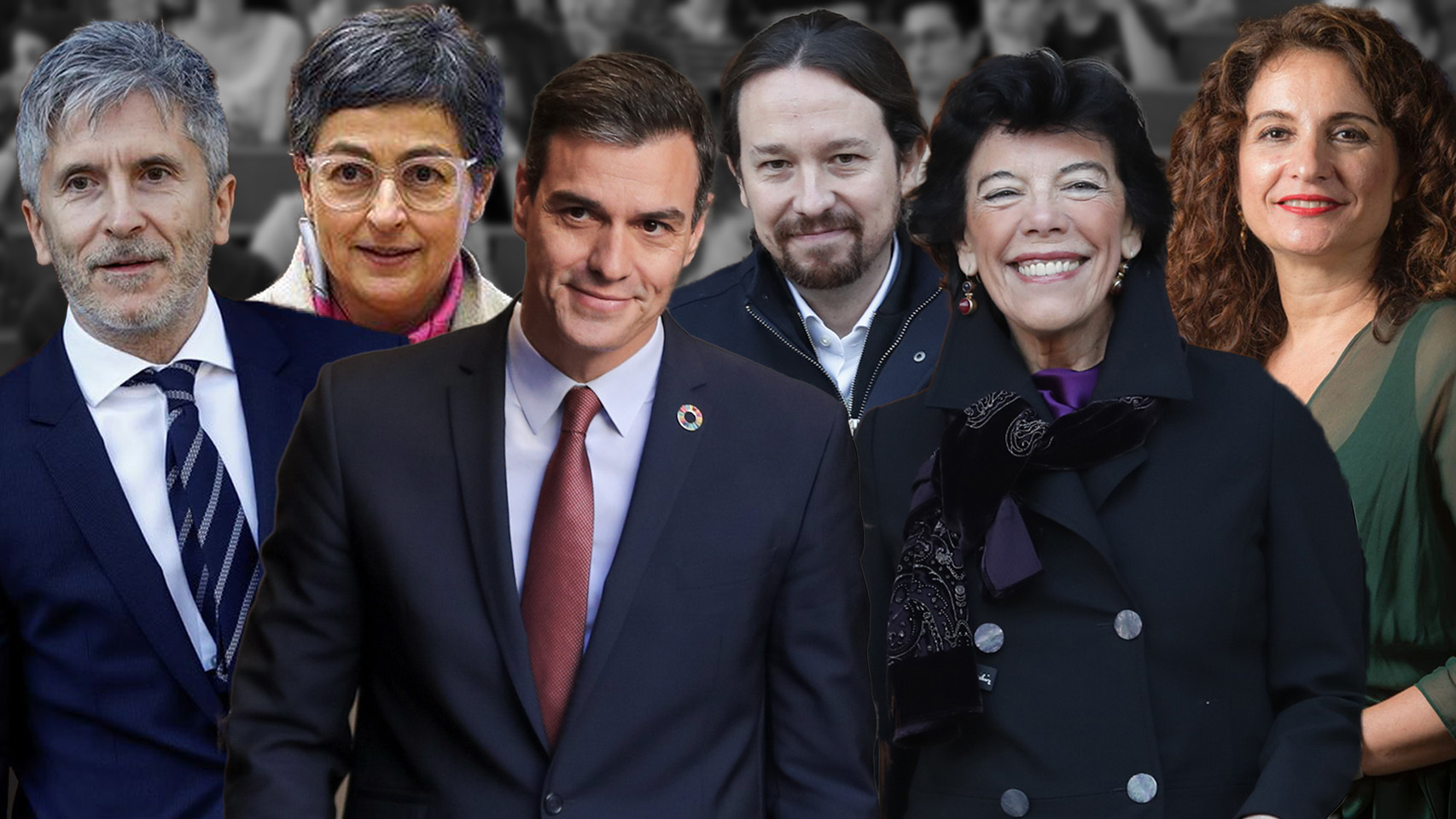 Algunos de los ministros del gobierno de coalición de Pedro Sánchez.