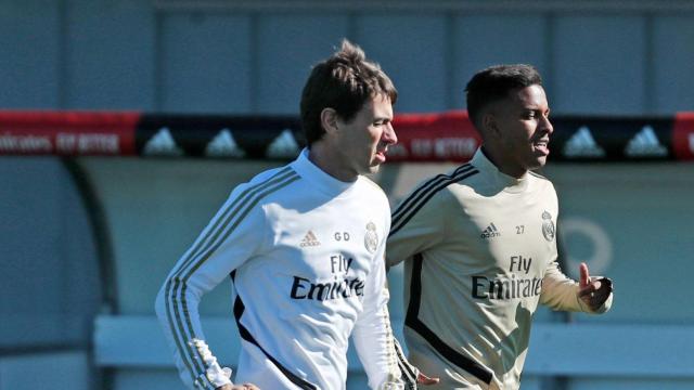 Gregory Dupont y Rodrygo Goes, en el entrenamiento de este lunes