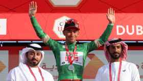 Caleb Ewan, en lo más alto del podio de la segunda etapa del UAE Tour